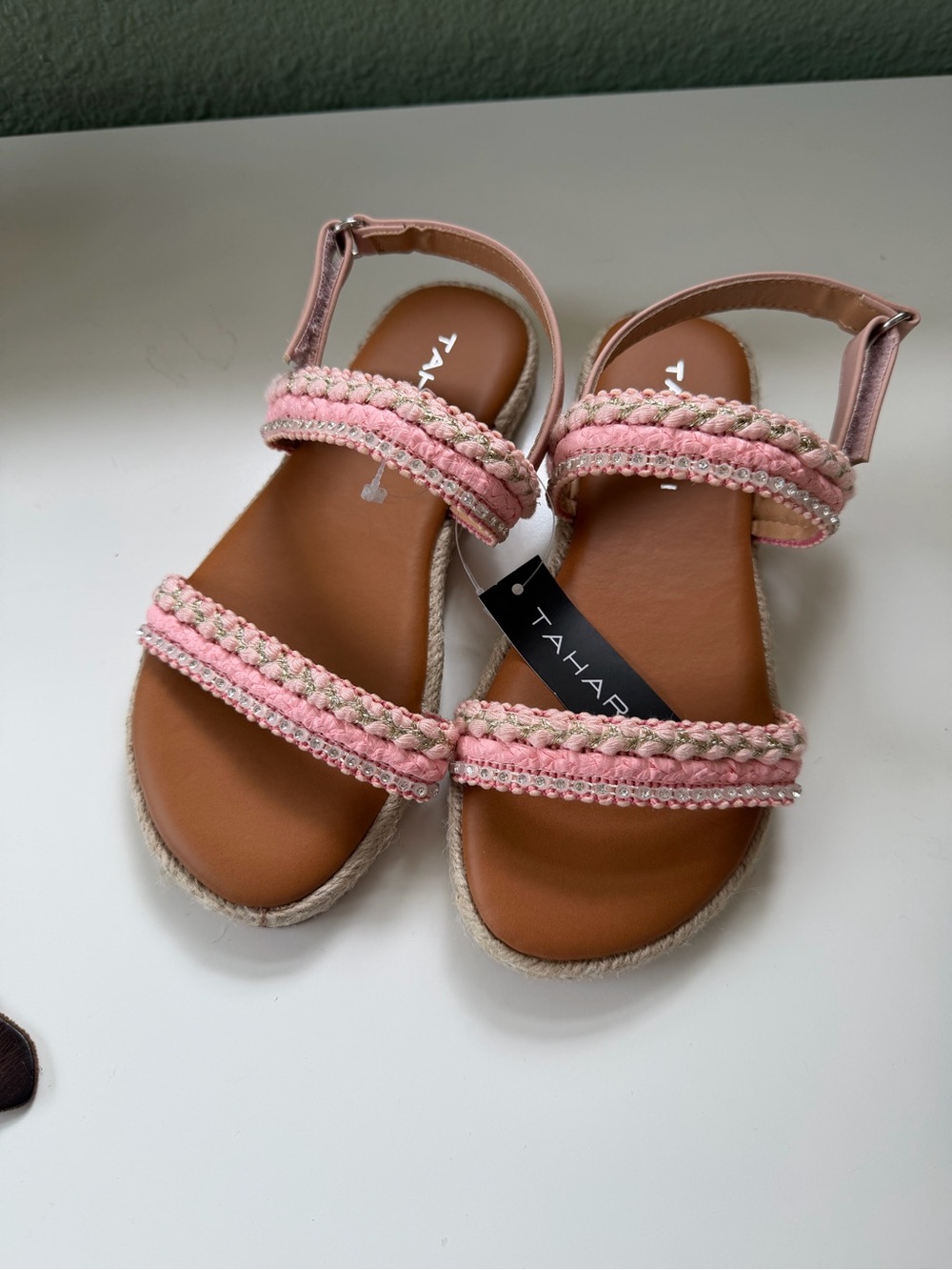 Tahari Pink Double-Strap Girls Sandals